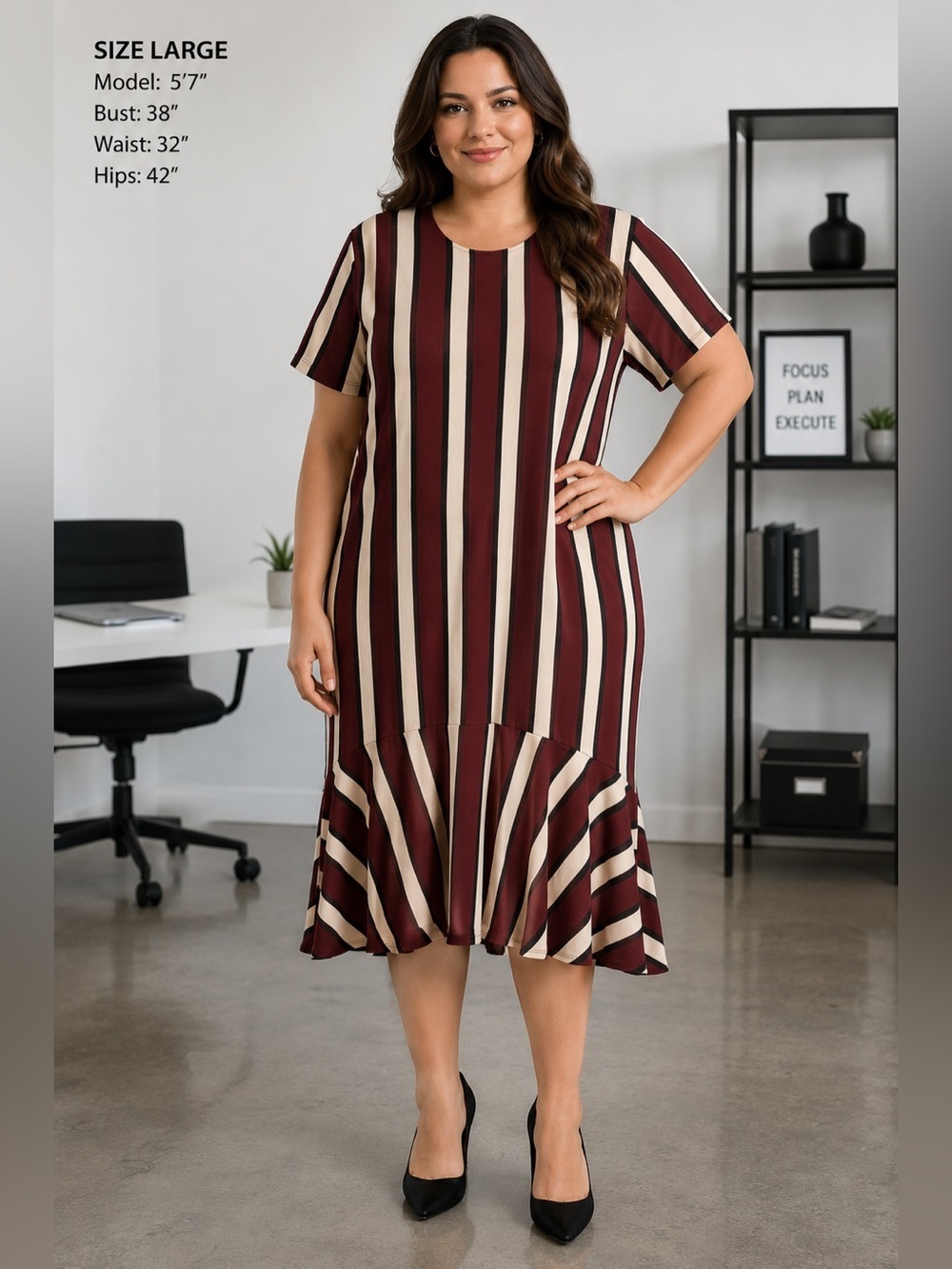 Zara Trafaluc Strip Midi Dress NWT Large